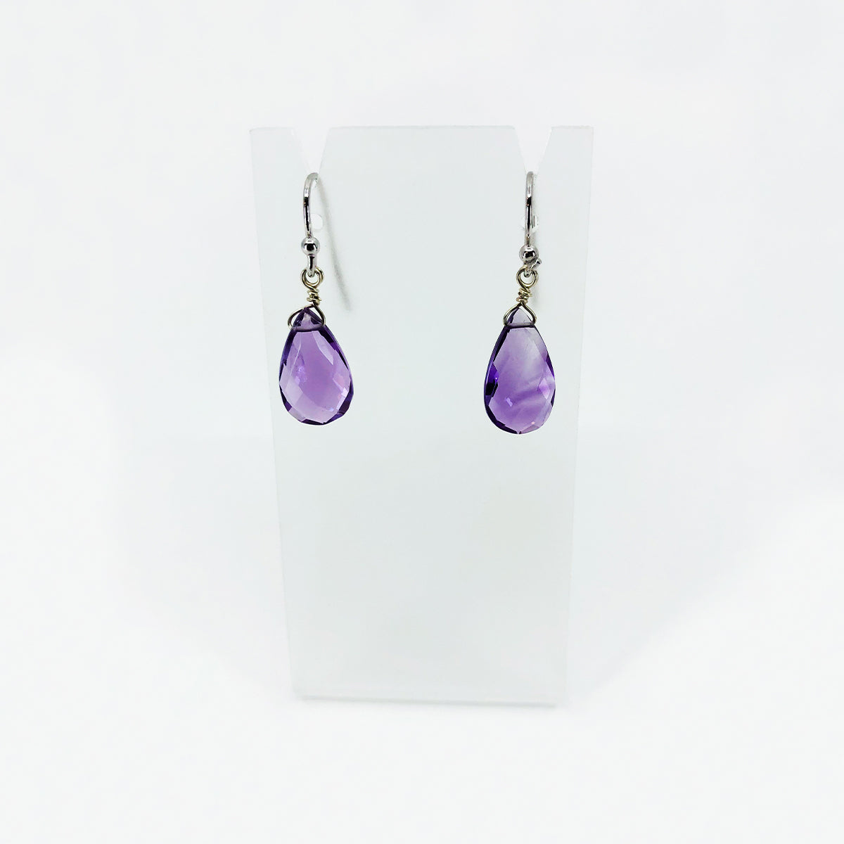 Amethyst Faceted Teardrop Earrings