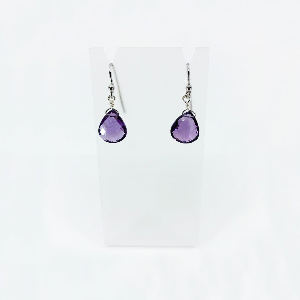 Amethyst Faceted Teardrop Earrings 2