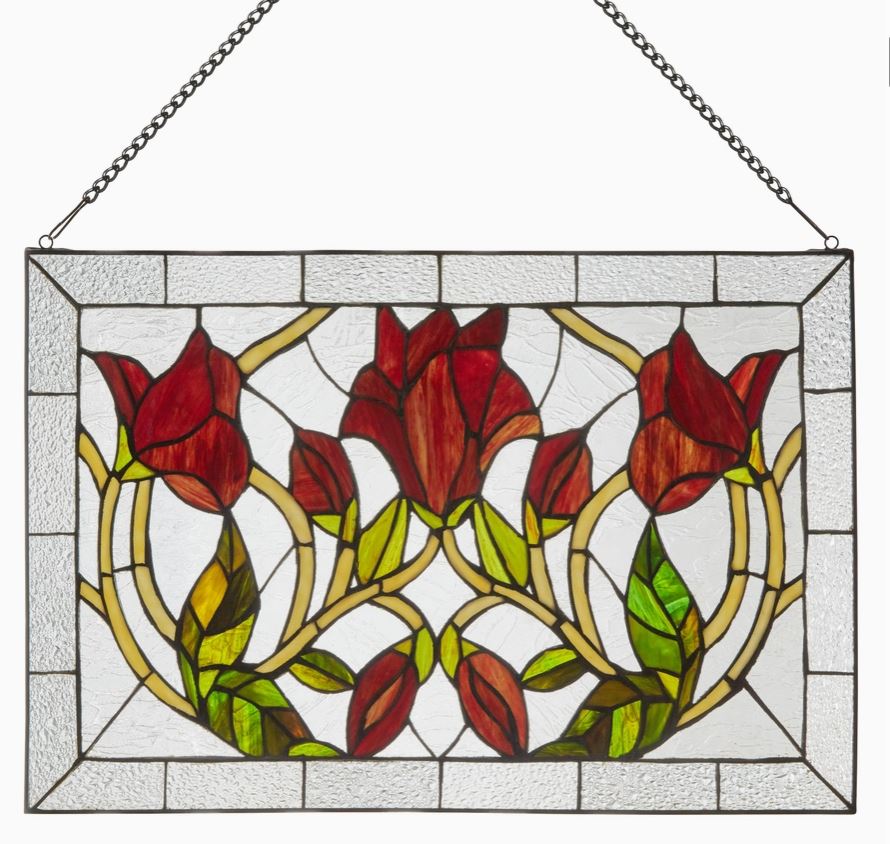 Floral Vine Tiffany Style Stained Glass Window Display