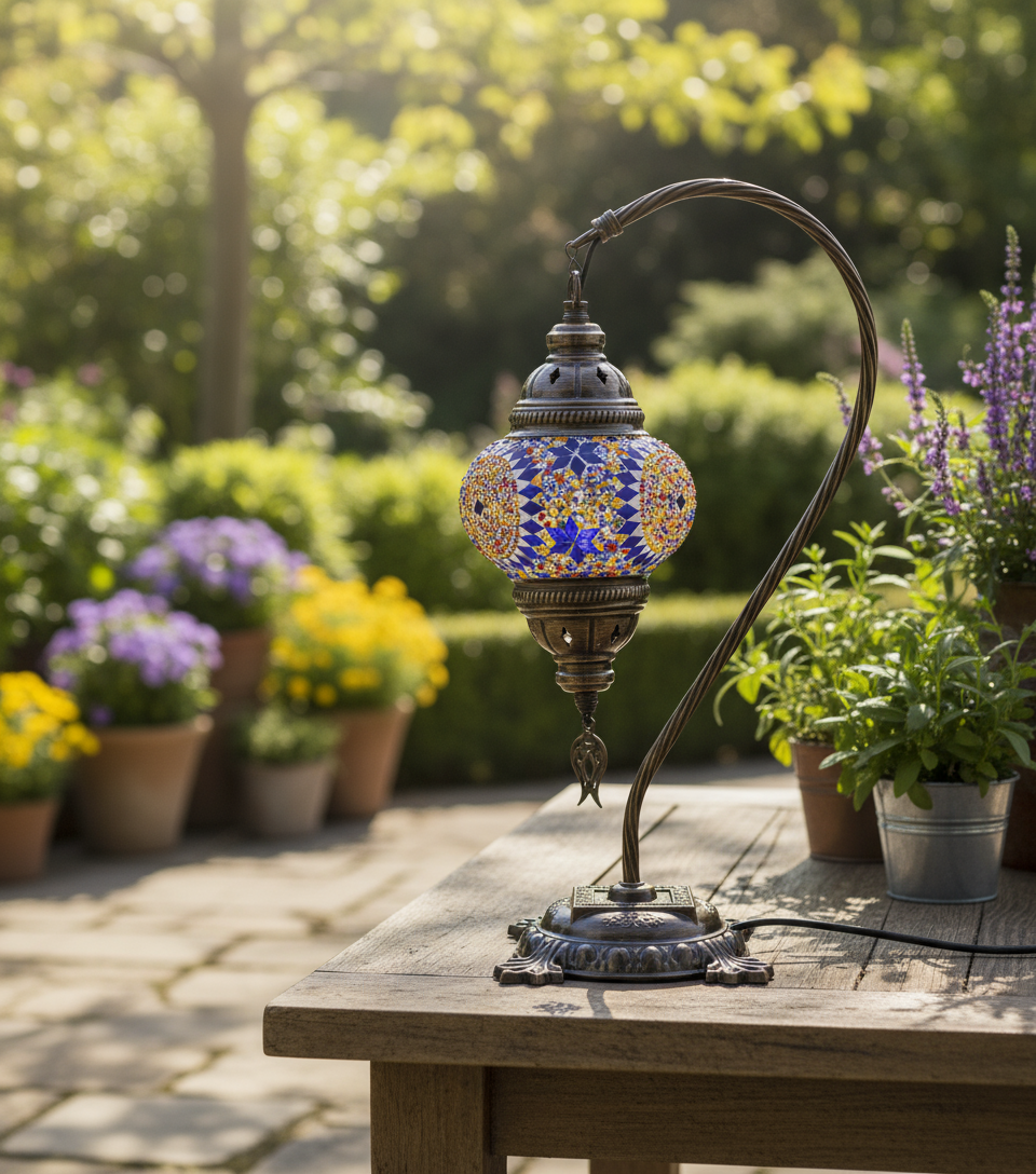 Mosaic Turkish Swan Neck Lamp