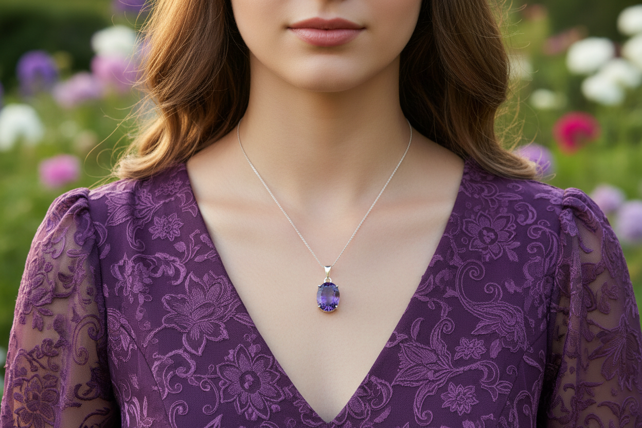 Pink Amethyst Pendant With Chain