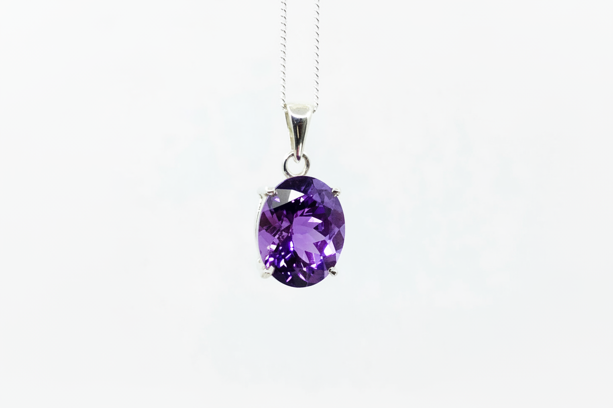 Pink Amethyst Pendant With Chain