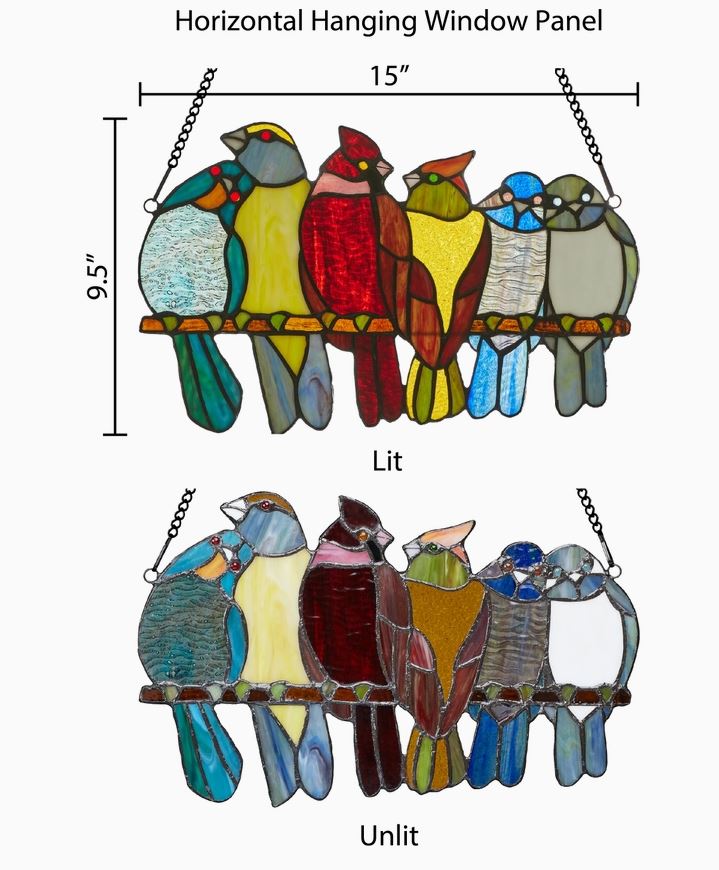 Birds In Love Stained Glass window Panel