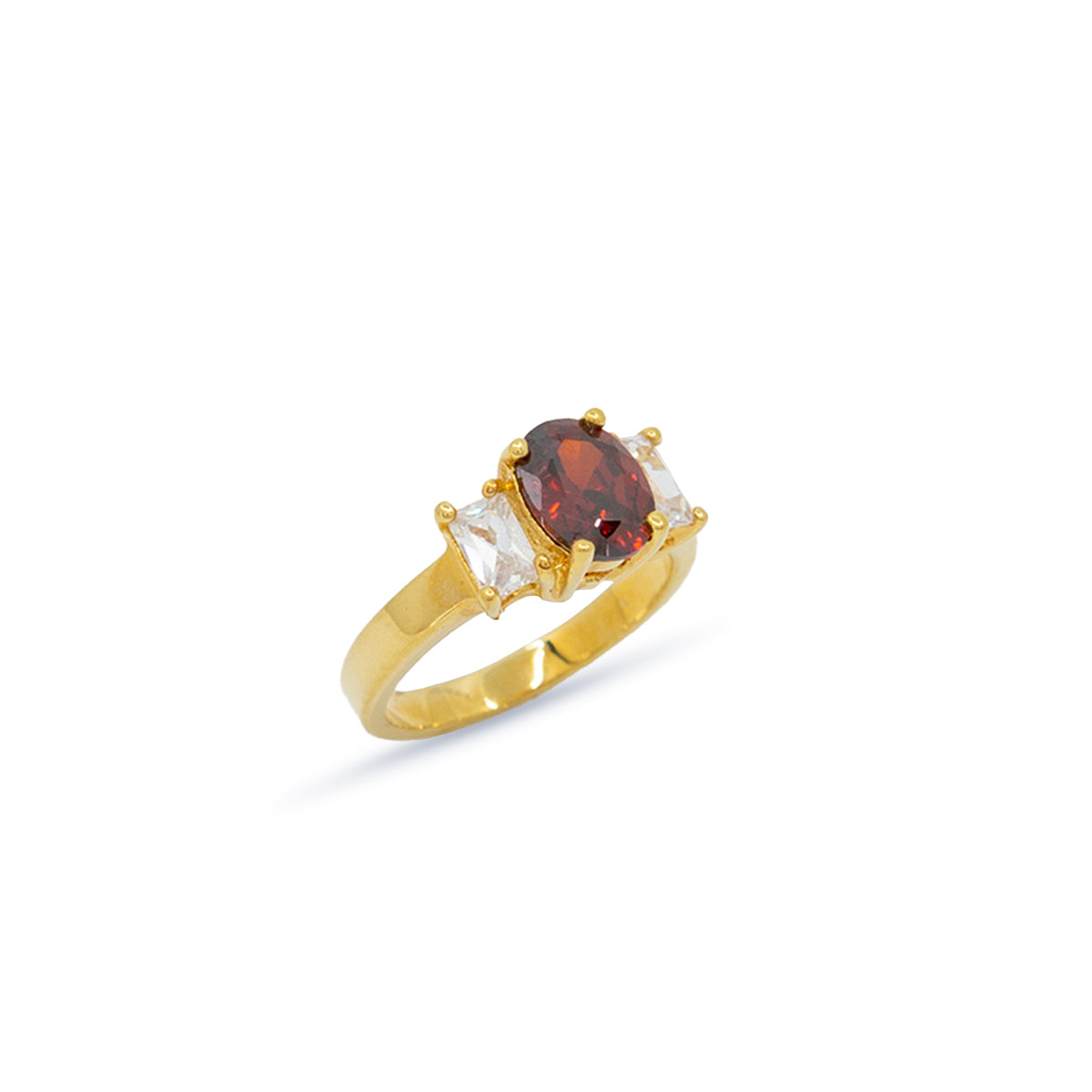 R07684G ANILLO DE CZ CON GRANATE RODIO - 5,Tamaño 8