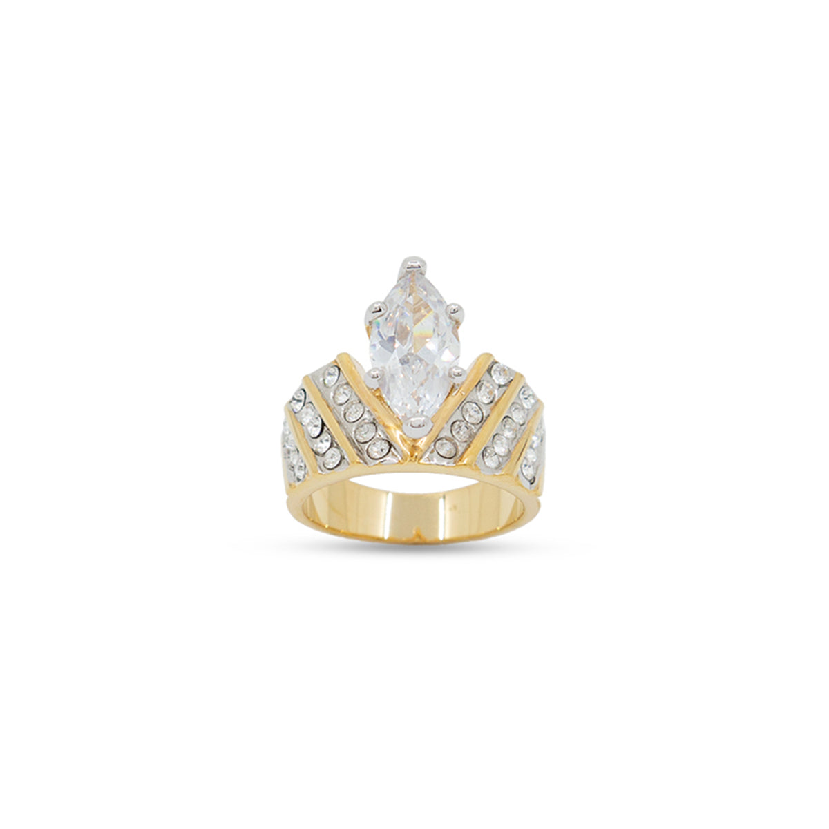 Marquise CZ Sterling Silver Rhodium Ring