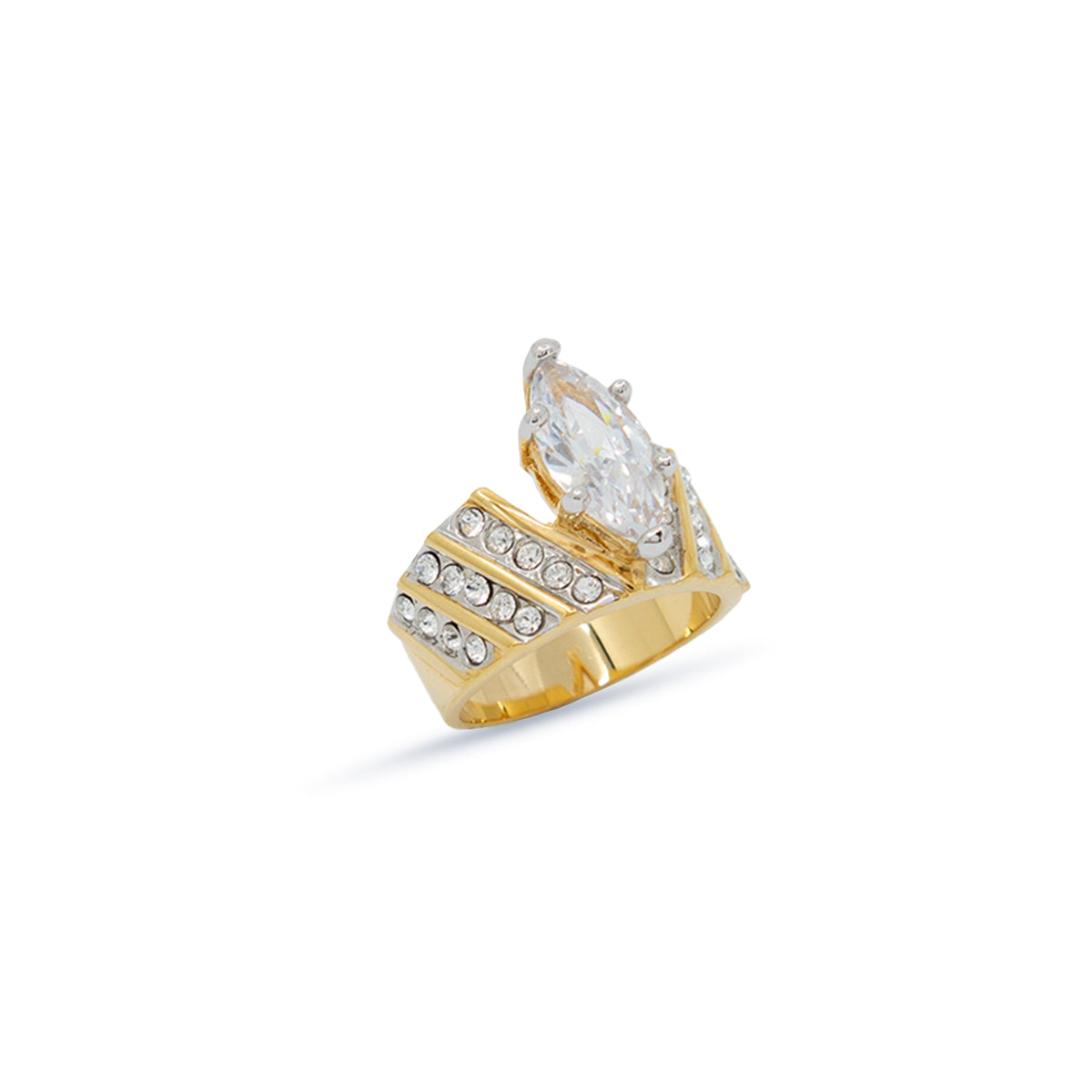 Marquise CZ Sterling Silver Rhodium Ring