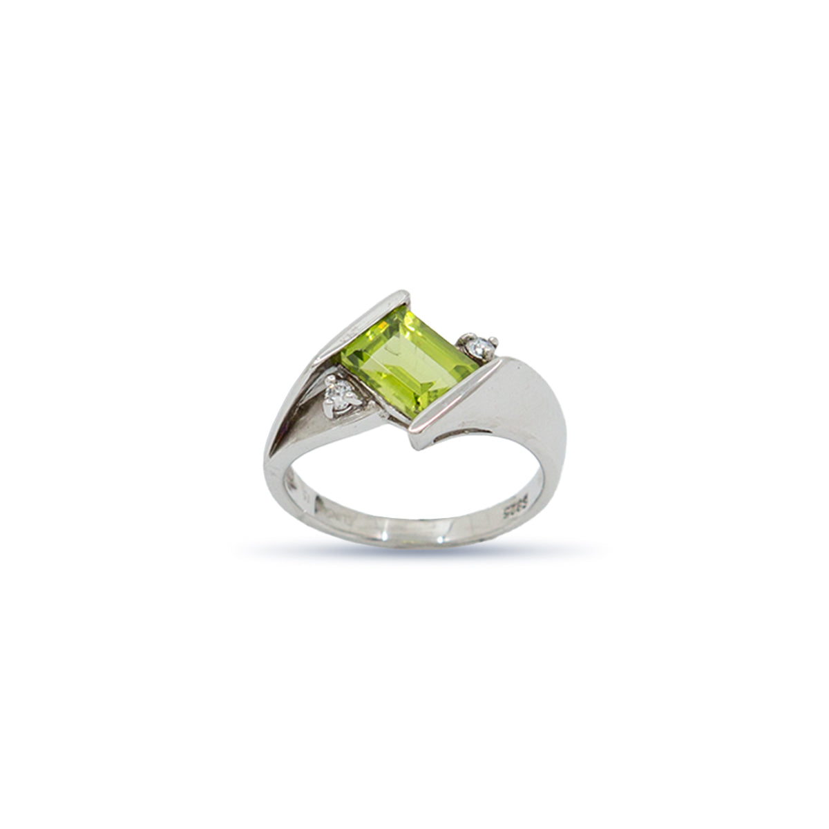 ANILLO DE PERIDOTO DE PIEDRA CUADRADA 6,5-6,5