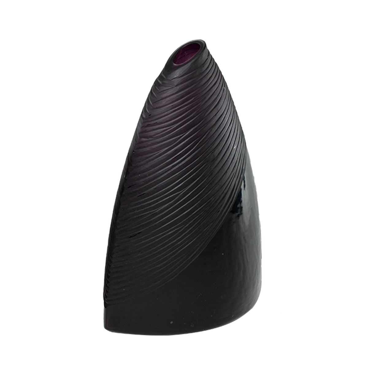 Angular Amethyst Purple Hand Blown Glass Vase