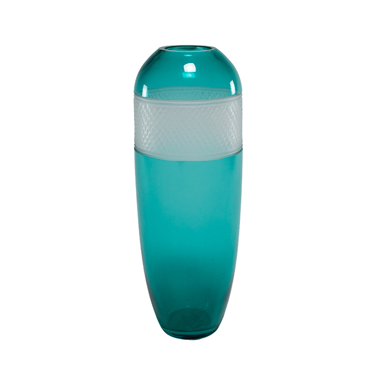 Frosted Diamond Hand Blown Glass Vase
