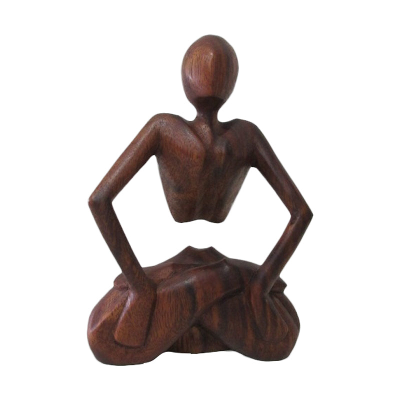 Abstract Teak Wood Meditation Statue