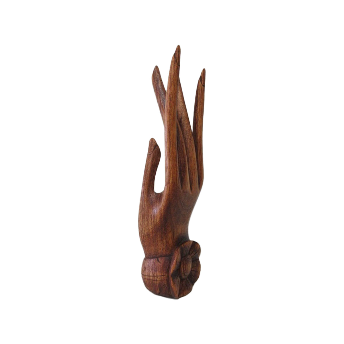 Floral Teak Wood Hand Statue