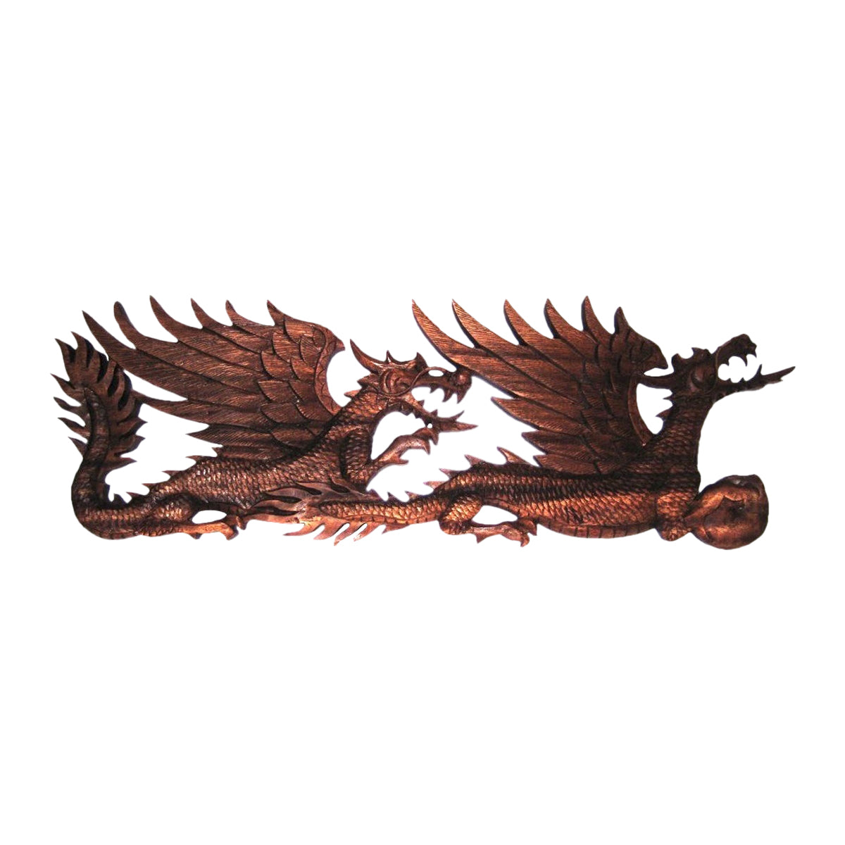 Chasing Dragon Teak Wood Plaque