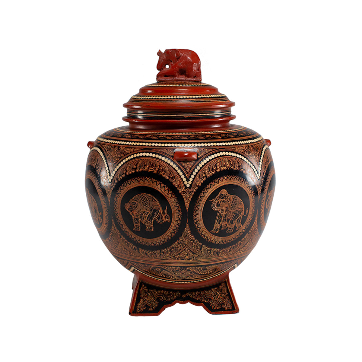 Elephant Lacquer Bamboo Pot