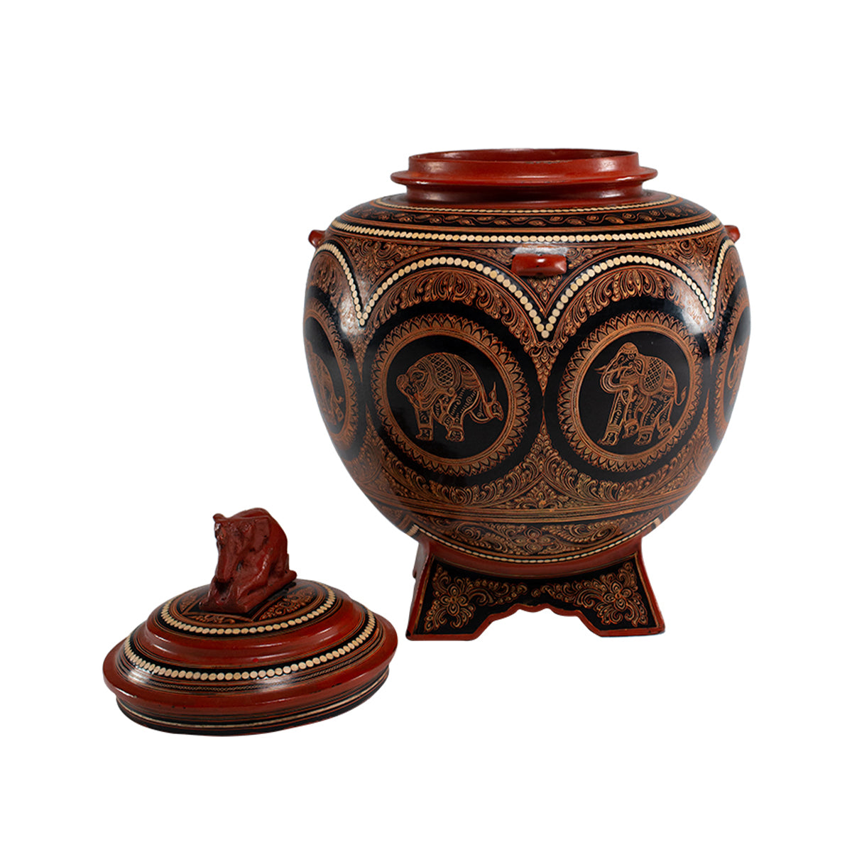 Elephant Lacquer Bamboo Pot