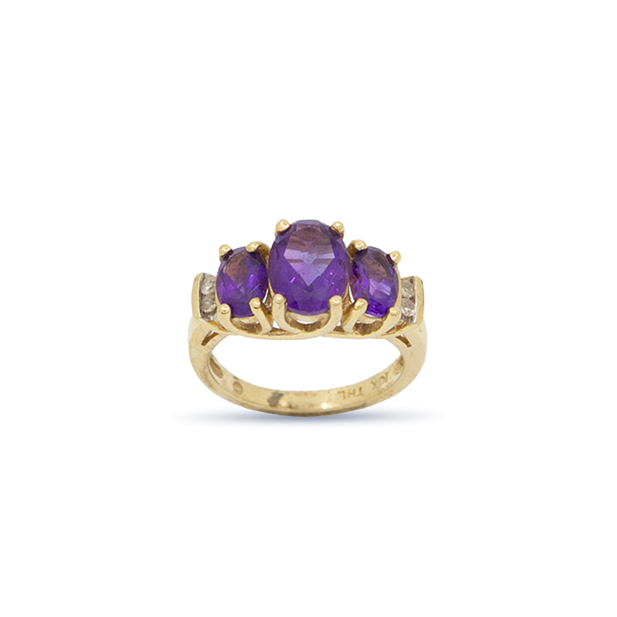 Amethyst Diamond 10K Gold Ring
