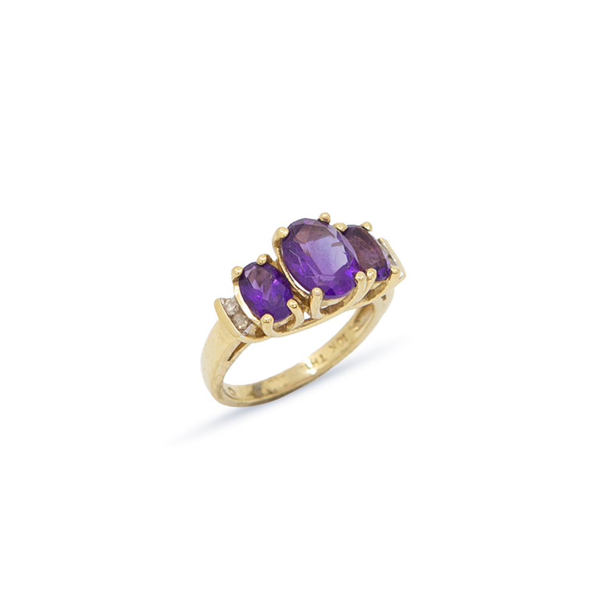 Amethyst Diamond 10K Gold Ring