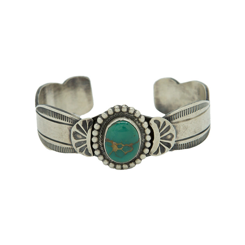 Sterling Silver Green Turquoise  Cuff