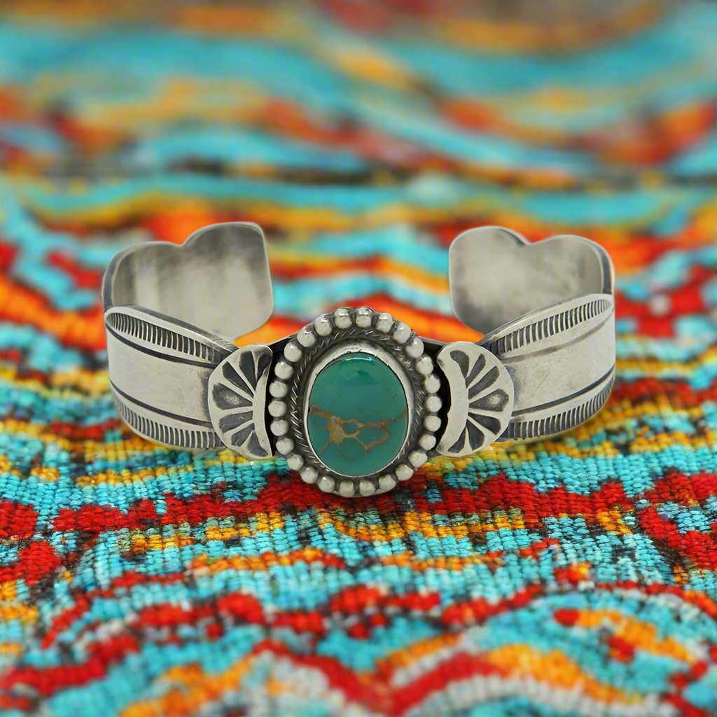 Green Turquoise  Etched Sides