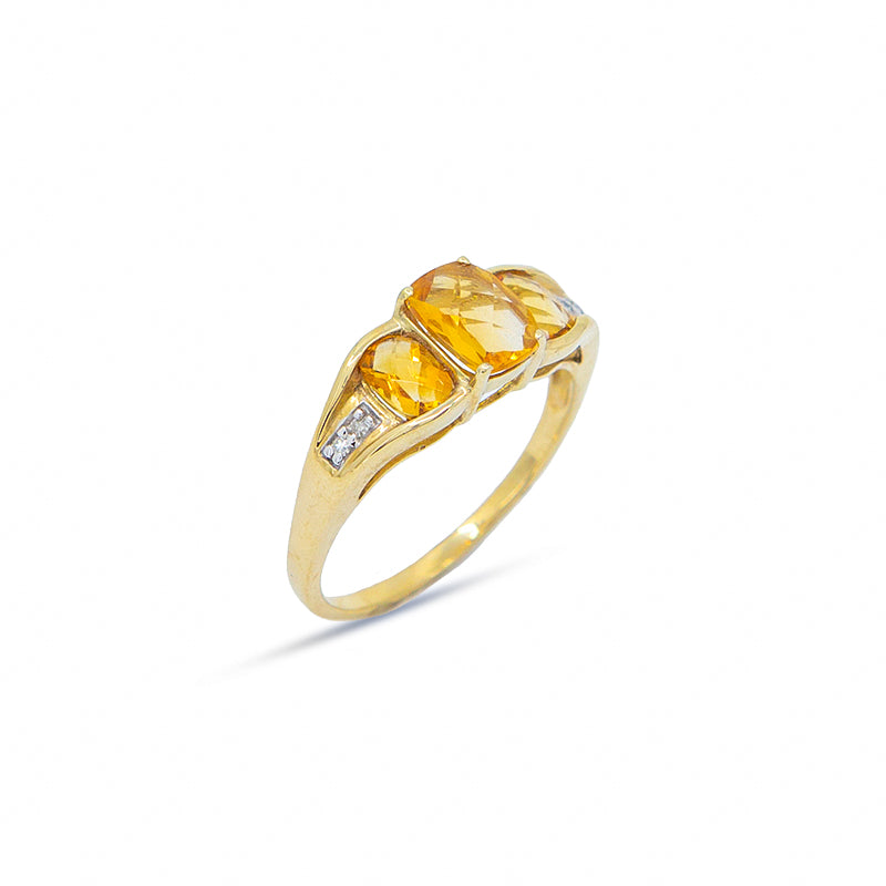 Citrine Diamond 10K Gold Ring