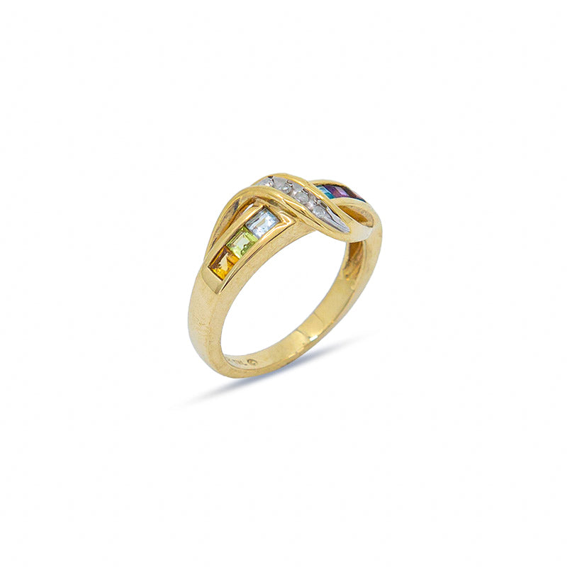 Multi-Gem Diamond 10K Gold Ring