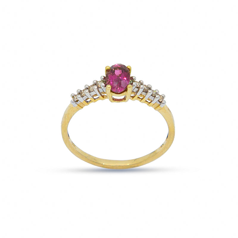 Oval Pink Tourmaline Diamond 14K Gold Ring