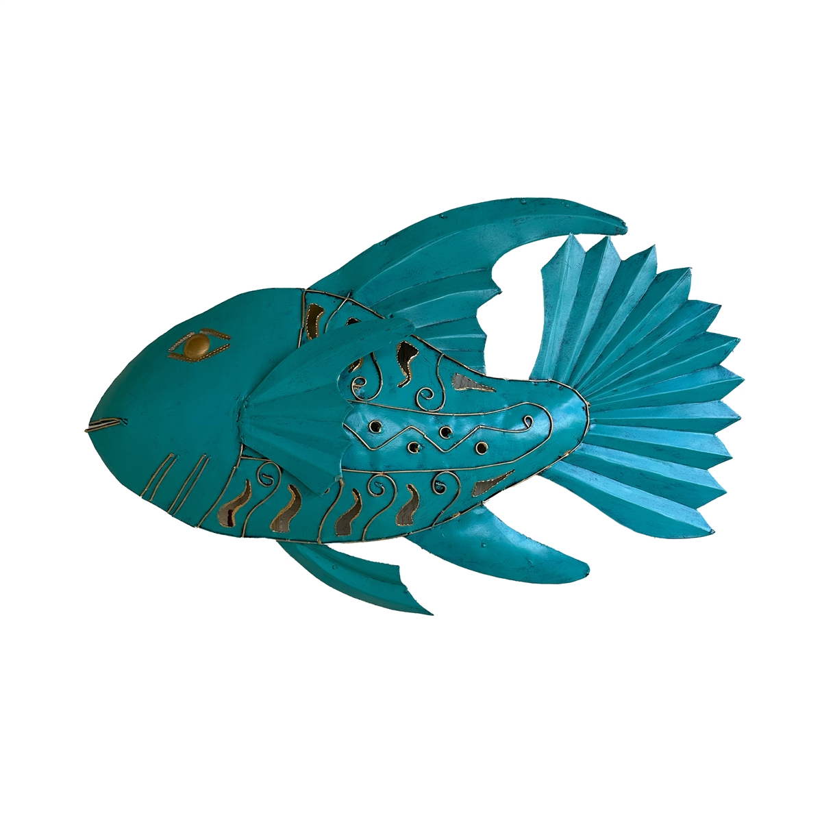 Green Metal Fish Wall Plaque